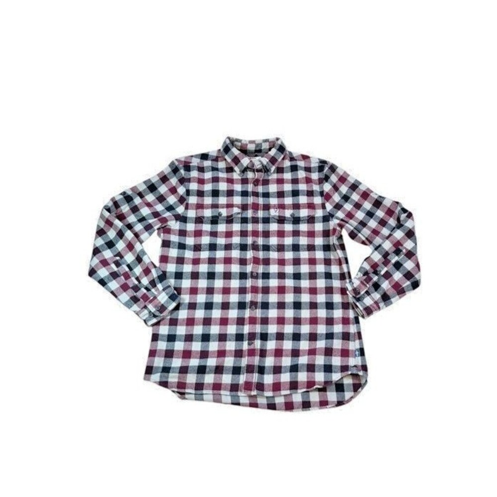 Fjallraven Skog Shirt Mens XL Red Black Plaid Flannel Slim Fit Outdoor Huckberry